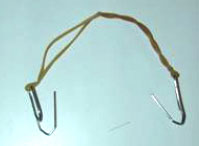paperclips attached to elastic bands